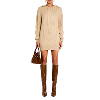 Robe pull en tricot pour femme, à capuche, manches longues, basique, en acrylique et laine d'angora, style torsadé, collection automne-hiver, best-seller, personnalisable en gros