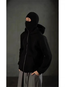 Giacca con Cappuccio Stile Retrò con Zip Completa, Cappotto Oversize Y2k Hip Hop <span class=keywords><strong>Rock</strong></span> per Uomo, Felpa Invernale Calda con Doppio Cappuccio - Product Image 2