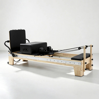 Machine de Pilates Reformer en Chêne Réglable, Équipement de Gymnastique Durable à Rail Complet, Portable pour Studio à Domicile, Entraînement Complet du Corps
