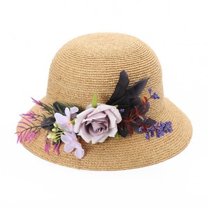 Chapeau Bob d'Été en Fourrure pour Femme, Motif Floral et Nœud Papillon, Protection Solaire, Cadeau Fête des Mères, Vacances, 56-58CM - Product Image 4