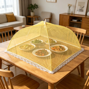 Rectangular Mesh Food <b>Cover</b> With Drawstring Closure Dustproof Foldable For <b>Dining</b> <b>Table</b> Use - Product Image 4