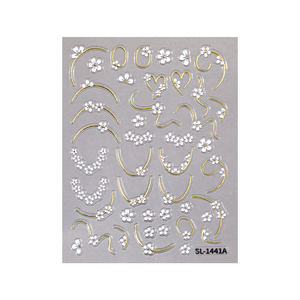 HONEY GIRL SL-1441A <span class=keywords><strong>Adesivi</strong></span> <span class=keywords><strong>per</strong></span> <span class=keywords><strong>Unghie</strong></span> 5D Bianchi Lucidi con Linee Dorate Floreali, Eleganti Decalcomanie ad <span class=keywords><strong>Acqua</strong></span> <span class=keywords><strong>per</strong></span> Manicure Fai-da-Te - Product Image 6