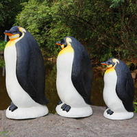 Figuras de Animales Hechas a Mano en Fibra de Vidrio, Escultura de Pingüino, Adorno de Jardín para Exteriores, Estatuas Decorativas para Interiores, Estatua Creativa de Pingüino