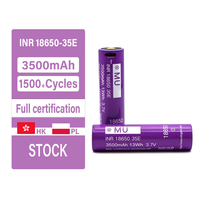 Baterai Isi Ulang INR18650 35E MU 18650 3500mAh 3.7V Tipe-C Pengisian Langsung 1500+ Siklus Stok HK PL untuk Senter DIY Paket Baterai