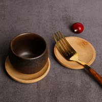 Vente en gros de mini-assiettes rondes en bambou, de haute qualité, écologiques, gravées, modernes, faites à la main, pour sauce