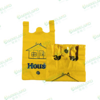 Sacs de T-shirt jaune de HDPE résistant avec le supermarché en plastique d'impression de maison et l'emballage alimentaire d'exposition