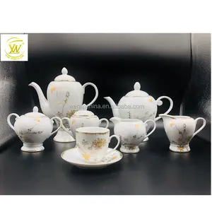 에티오피아 스타일 커피 차 setporcelain 새로운 뼈 중국 23pcs 골드 커피 차 세트