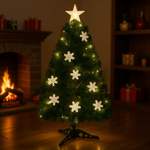 Albero di Natale Artificiale con Luci LED e Fiocchi di Neve, 3-6 Piedi, Luce Bianca Calda, Base Autoportante, Decorazione da Interni - Product Image 2