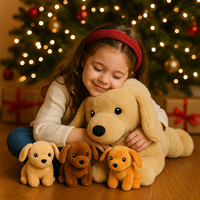 Ensemble de jouets en peluche pour chien, chien en peluche doux avec 3 chiots en peluche, famille de chiens mignons et moelleux, animaux en peluche adorables