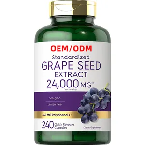 Extracto de semilla de uva 24000 mg Equivalente 240 Cápsulas Fuerza máxima Extracto estandarizado No OGM Sin Gluten