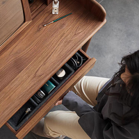 Ensemble de coiffeuse en bois de chêne massif de style nordique, table de maquillage moderne pour chambre à coucher avec meuble de rangement latéral, mobilier personnalisé OEM
