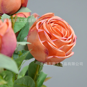 Fleurs artificielles Dongchen Crafts, rose royale à 3 têtes, tige unique, décoration d'intérieur, ornement de table de mariage, style européen - Product Image 3