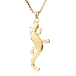 Collar con colgante de lagarto dorado yunnique, aleación de zinc, forma de animal, joyería de moda unisex - Product Image 4