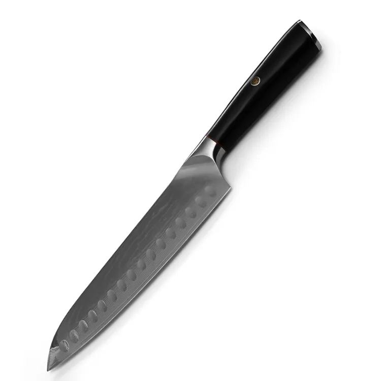8'' वीजी10 67-लेयर दमिश्क स्टील शेफ चाकू निर्मित रसोई सैंटोकू चाकू बॉक्स के साथ