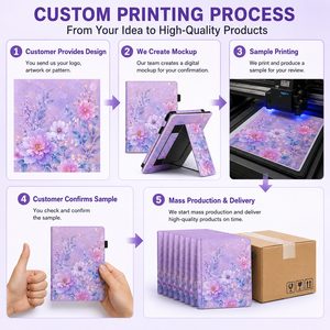 Étui en cuir PU personnalisé pour Kobo <span class=keywords><strong>Clara</strong></span> Colour avec sangle de transport et support, motif floral, pour liseuse électronique, fabrication OEM ODM - Product Image 4