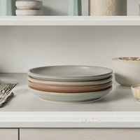 Ensemble de 4 grandes assiettes rustiques MORA de 10,5 pouces en céramique - Assiettes à dîner - Passe au micro-ondes et au lave-vaisselle - Harvest