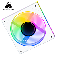Ventilador para Juegos AntarcChill Blanco de 120 mm, Antivibración, Silencioso, RGB Sincronizado, Refrigeración para Caja de Ordenador, con Rodamiento Fluido para CPU