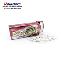 Marque privée, fournisseur de confiseries, tablette à saveur variée personnalisée, bonbons à la menthe aigre au xylitol pressé avec emballage en métal