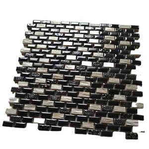 spain design black mixed golden color ceramic mosaic floor and wall tiles