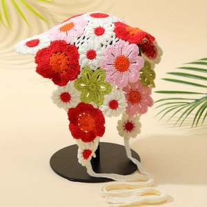 All'ingrosso Sciarpa a triangolo pastorale donna ragazze accessori per capelli 1 pz fiore <span class=keywords><strong>Bandana</strong></span> lavorato a maglia floreale fascia per capelli uncinetto - Product Image 4