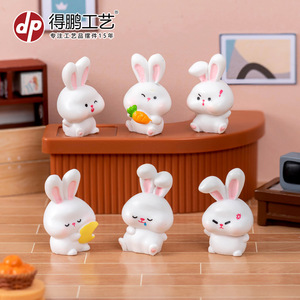 <b>Cute</b> Cartoon Bunny <b>Doll</b> Resin Mini Figure Desk Ornament Stress Relief Toy For Kids And Adults - Product Image 5