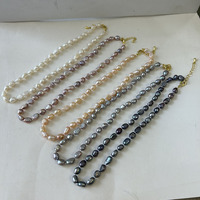 Collier ras de cou en perles baroques d'eau douce 100% NATURELLES de 16 à 18 pouces - bonne qualité - fermoir en laiton plaqué or 18 carats - étanche