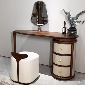 2025 북미 블랙 호두 단단한 나무 바나나 잎 모양의 화장대 간단한 럭셔리 중반 세기 스타일 메이크업 허영심 - Product Image 1