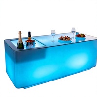 Table de bar LED pour fête en boîte de nuit, table de fête avec seau à glace pour bar, table à cocktails illuminée à 16 couleurs changeantes, ambiance festive