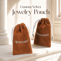 Sac cadeau de luxe en daim marron avec cordon de serrage, personnalisable avec logo, pochette de rangement en velours pour bracelets et rouges à lèvres