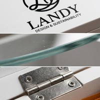 Boîte à thé élégante en bois peint blanc Landy avec couvercle en verre, 3 compartiments, étui de rangement pour sachets, pour la cuisine, fournisseur d'usine en gros