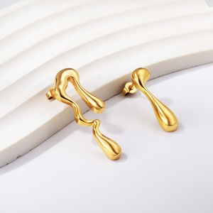 18K <b>Gold</b> <b>Plated</b> Geometric Stainless Steel <b>Plated</b> Cute <b>Hoop</b> <b>Earrings</b> Hollow Irregular Fashion Jewelry Unique Waterproof <b>Earrings</b> - Product Image 4