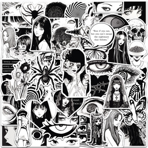 50 Pegatinas Decorativas <span class=keywords><strong>de</strong></span> <span class=keywords><strong>Anime</strong></span> <span class=keywords><strong>de</strong></span> Terror en Blanco y Negro para Libros y Teléfonos, Pegatinas Clásicas <span class=keywords><strong>de</strong></span> <span class=keywords><strong>Tomie</strong></span> - Product Image 1