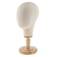 Tête de mannequin en toile recouverte de tissu avec base en bois massif, présentoir de table pour chapeaux, idéal pour la vente au détail en boutique et le coiffage de perruques