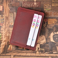 Dompet Kartu Saku Depan Vintage Custom Pabrik, Kulit Asli Crazy Horse, Dompet Mini Slim Pria