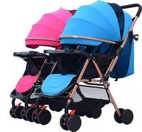 Poussette double détachable, double sens, légère, tube en acier, peut s'asseoir et se coucher, pliable, triplets