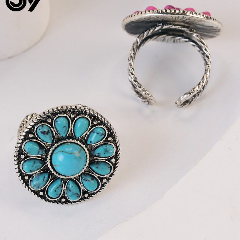 Rond bleu multi-pierres