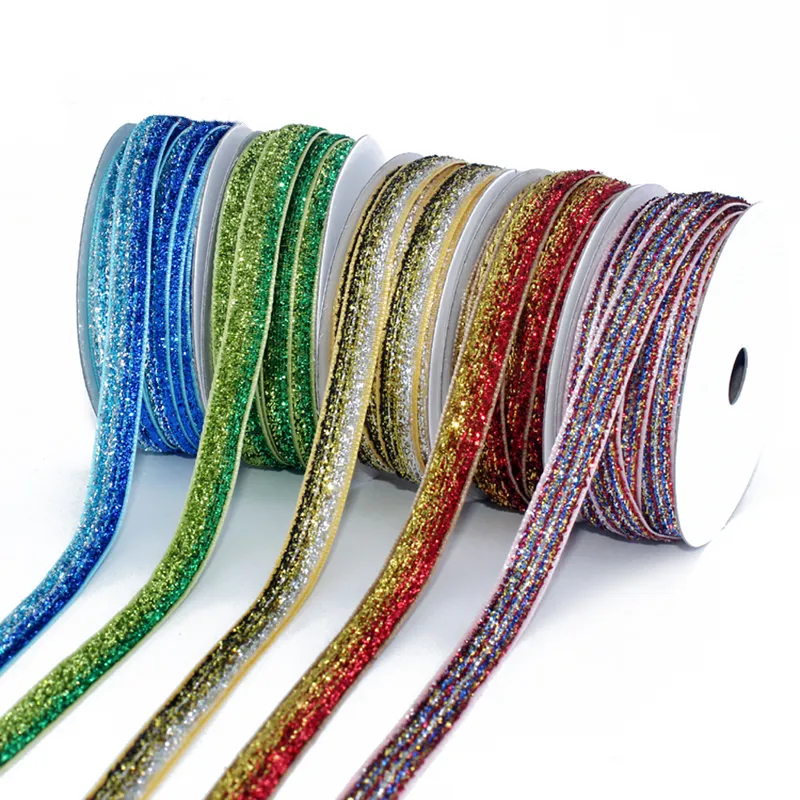 Decorazione 6-50MM nylon brillante seta elastica cipolla cintura in velluto 168 tipi di colore stock in stocknastri di velluto glitter