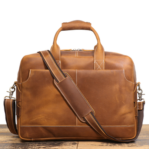 Sac doux en cuir cheval fou Vintage valise d'affaires pour hommes avec fermeture à fermeture éclair Design de luxe et grande cap - Product Image 1