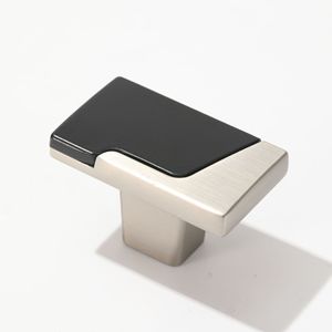 Folding Handle Zinc Alloy Rectangle <b>Drawer</b> Pull <b>Silver</b> Black Color Blocking Scandinavian Style Durable Furniture Hardware - Product Image 4