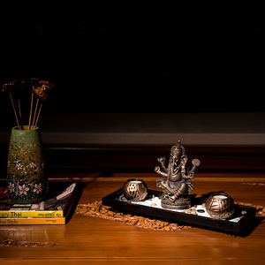 Decoración de Jardín <span class=keywords><strong>Zen</strong></span> de Resina para Escritorio con Estatua de Buda Tailandés y Portavelas Estilo Budista - Product Image 3