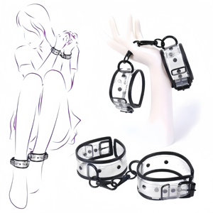 Dongkai Menottes pour chevilles Ensembles de <span class=keywords><strong>bondage</strong></span> Ensemble de <span class=keywords><strong>bondage</strong></span> BDSM Contraintes pour les mains et les chevilles en <span class=keywords><strong>PVC</strong></span> transparent Érotique Réglable - Product Image 1