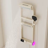 Ensemble de douche thermostatique moderne en laiton poli avec affichage numérique LED 360 degrés, panneaux de douche à touches piano pour salle de bain
