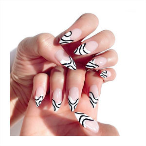 <span class=keywords><strong>Faux</strong></span> ongles longs en amande tendance, pointes d'ongles nues, <span class=keywords><strong>dessin</strong></span> de rayures blanches, <span class=keywords><strong>faux</strong></span> ongles simples, boîte d'emballage personnalisée de luxe, ongles à presser - Product Image 5