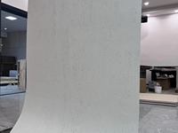 Panel Dinding Batu Travertine Beige Alami Melengkung untuk Interior, Pelapis Dinding, Pajangan Komersial, Batu Fleksibel