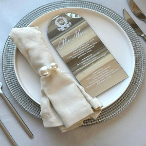 Invitation de mariage en acrylique miroir doré, modèle 324, impression vanille, luxueuse, moderne, élégante, chic, décorations gravées - Product Image 2