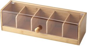 Caja de Almacenamiento de Escritorio de Madera Maciza Personalizada al por Mayor, Forma Rectangular, Estilo de Diseño Europeo, Cubierta de Acrílico para Almacenamiento de Té en el Escritorio - Product Image 3
