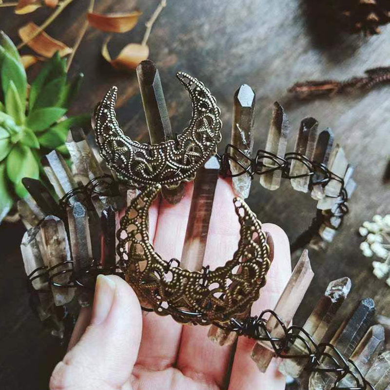 Cerchio per capelli neri con linea nera lunare verde antica cava da tè