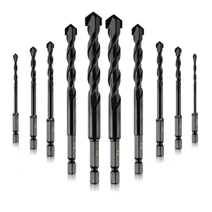 10 Pcs Masonry Drill Bits Kit Carbide Drill Bit Set Size From 5/32 To 1/2 Inch