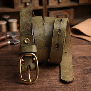 BS INTERNATIONAL – Nouvelle ceinture carrée vintage personnalisable en acier et cuir de vachette avec boucle ardillon, impression de logo de marque personnalisée pour homme, écologique et durable - Product Image 1