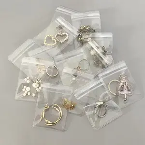 Kantong perhiasan PVC grosir tas penyimpanan perhiasan bening plastik perhiasan penyegelan diri tas kunci ritsleting untuk cincin anting Gelang Bangle